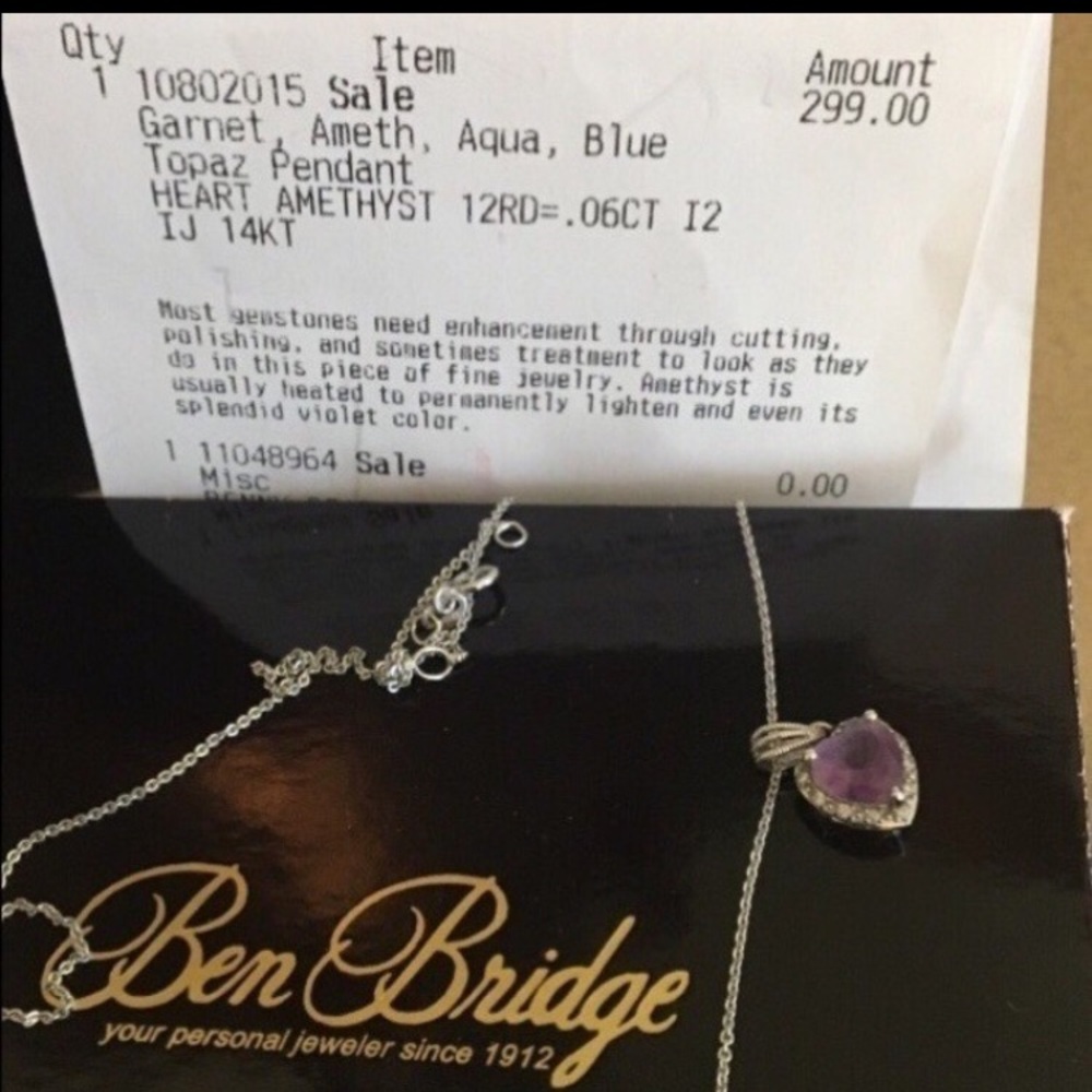 14K White Gold with Amethyst heart Pendant